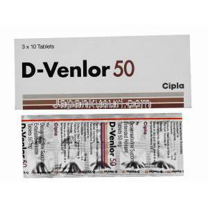 D-ベンラー 50,デスベンラファキシン E.R 50mg 30錠 箱 ブリスターパック 商品情